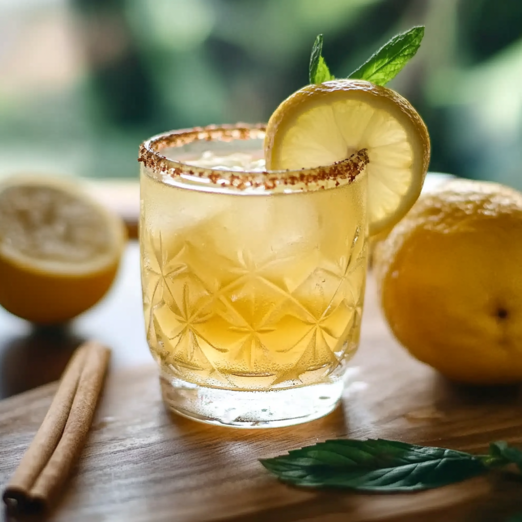 Freshly made Mounjaro drink with lemon and ginger
